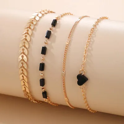 4pcs/set Gold Color Link Chain Bracelets For Women Simple Chain Bracelets Fashion- Bracelets For Women